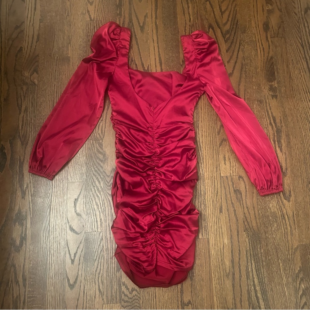 Red Women's Cocktail Bodycon Dress - Picture 7 of 9